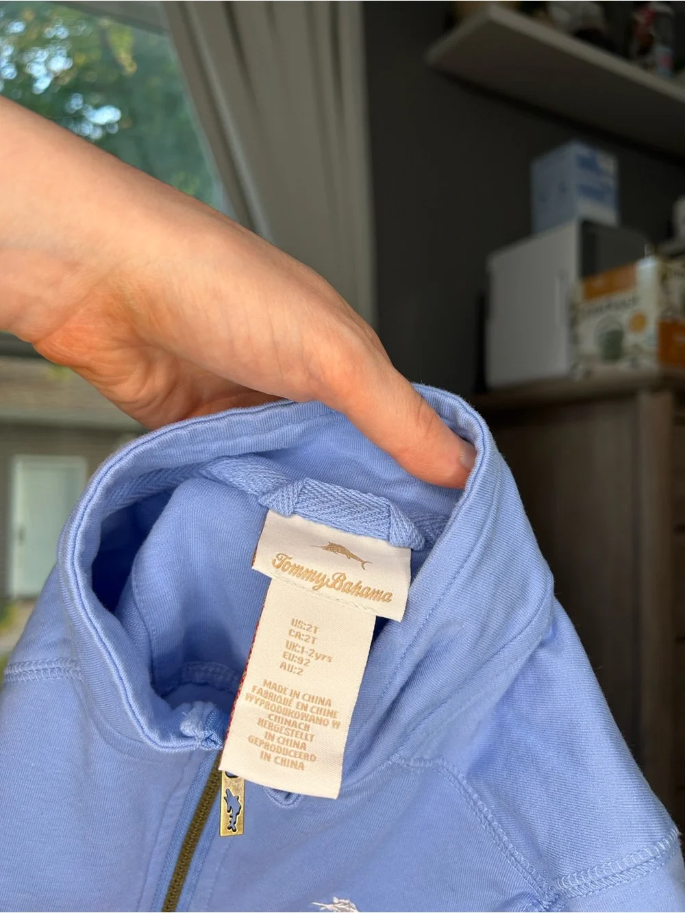 🐟TOMMY BAHAMA Kids' Light Blue Quarter-Zip Pullover Sweatshirt - Boys 2T